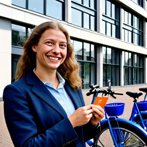 **

A Dutch expatriate, fully clothed in casual attire, smiles while holding a Rabobank debit card in front of a modern apartment building in Amsterdam. Background features typical Dutch architecture and bicycles. Safe for work, appropriate content, family-friendly, professional quality, perfect anatomy, natural pose.

**